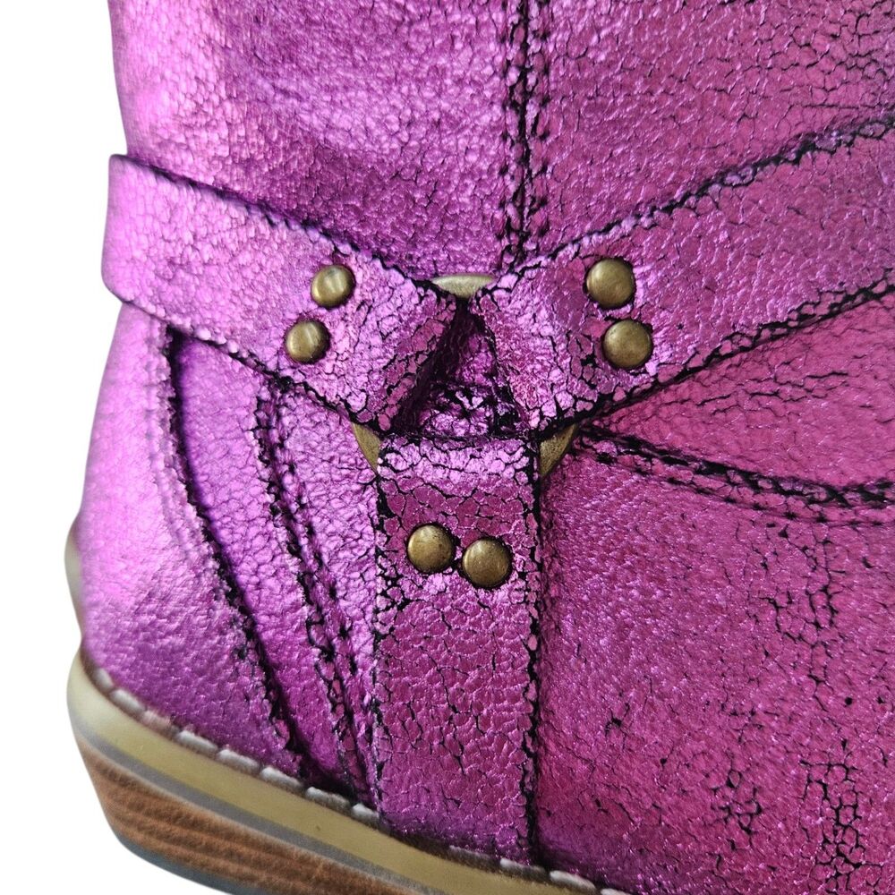 Rare Hannah Montana Western Boots Size 12 Youth Metallic Purple Embroidered NWT - Picture 6 of 9